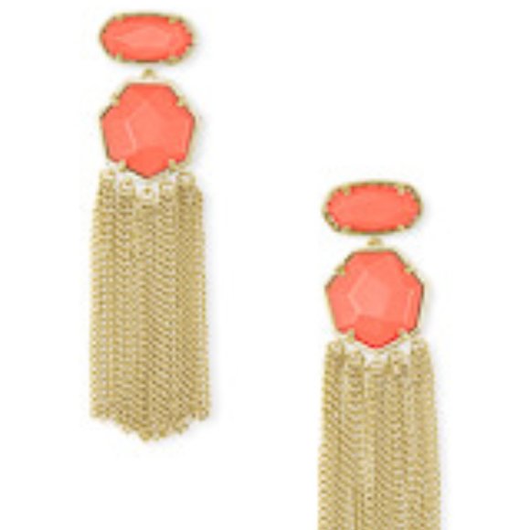 Kendra Scott Tae Statement Earrings, White Howlite / Bright  Kendra Scott Tae bright coral fringe earrings